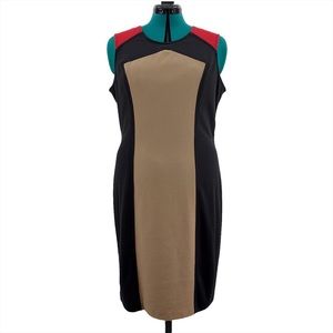 Liz Claiborne Sleeveless Colour Blocked Lined Jersey Dress, 14